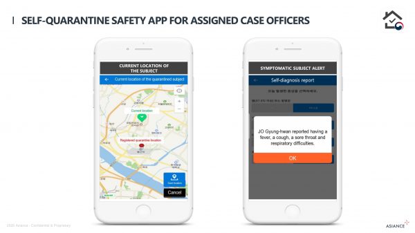 Self-quarantine safety app for assigned case officers